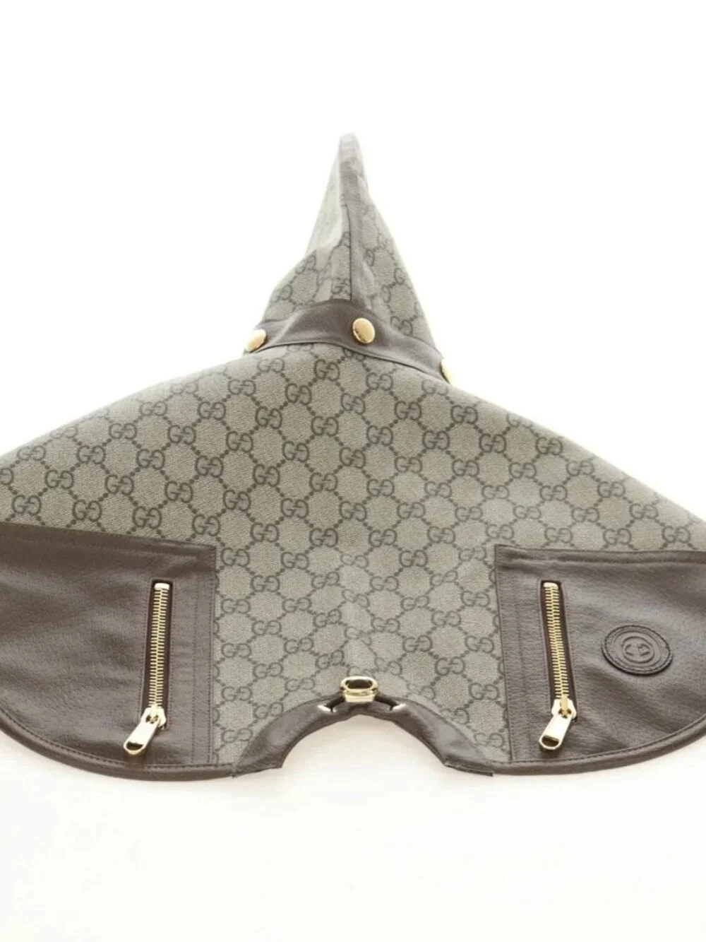 GUCCI GG Supreme Pet Harness Coat Set PVC Beige Gold 692963 Auth 182693V